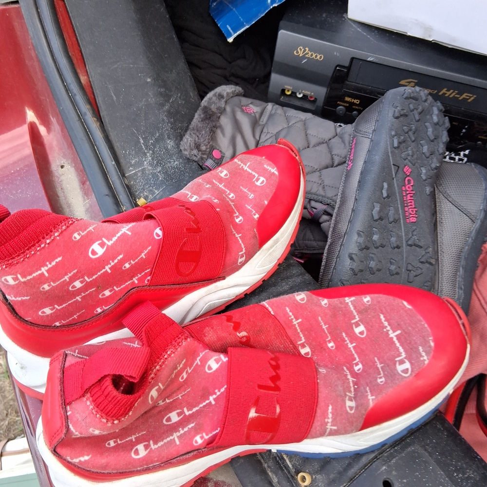 Champion Red and White Men's Slip-On Sneakers